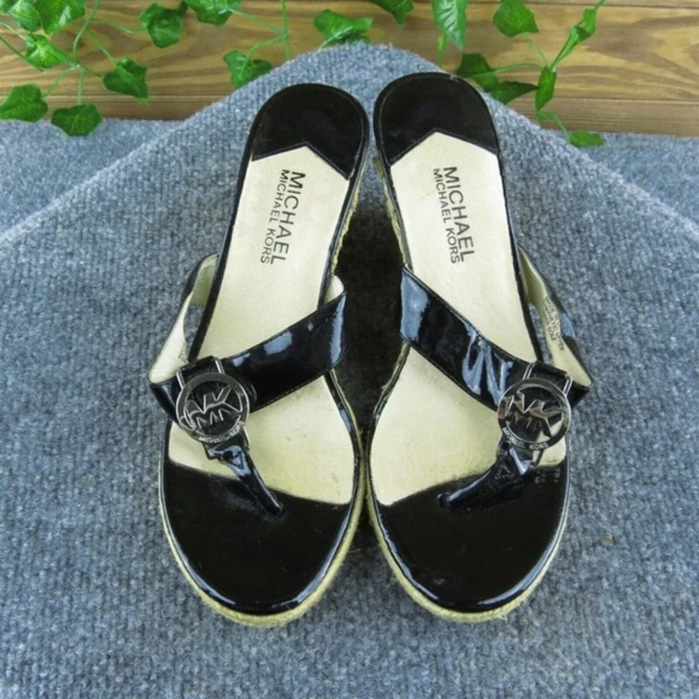 Michael Kors  Women Flip Flop Sandal‎ Shoes Black Synthetic Size 7 Medium